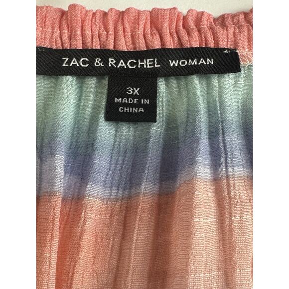 Zac & Rachel Woman 3X Pastel Colorful Bell Sleeve Blouse Peasant Boho Whimsy - Picture 8 of 12
